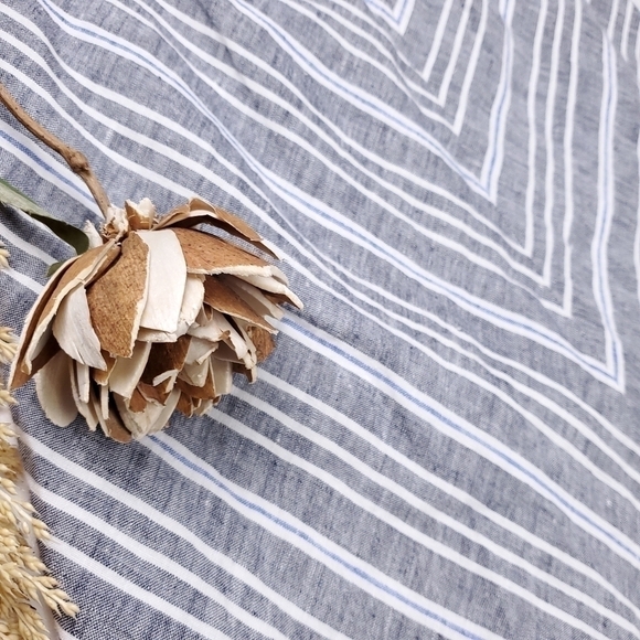 Talbots Petites Linen Grey White Blue Striped Petite Skirt Sz 4 - Picture 11 of 14